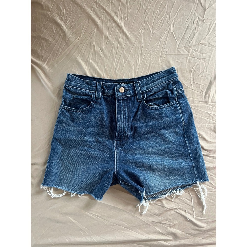 J Brand Denim Cutoff Shorts Women's 27 Blue High Rise Raw Hem Frayed Jean Shorts